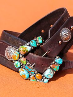 Wild West Leather Belt Vintage Leather Belts, Boho Belts, Concho Belt, American Turquoise, Royston Turquoise, Saddle Leather, Western Belts, Turquoise Cuff, Vintage Belts