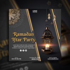 a flyer for a rama party with a lantern