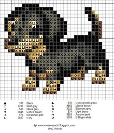 a cross stitch pattern with a dog on it