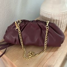 Beautiful Wallet, Golden Chain Handle And An Additional Long Synthetic Leather Handle, Magnet Closure, 1 Inside Pocket Chic Burgundy Pouch Bag, Burgundy Crossbody Bag With Chain Strap, Chic Burgundy Clutch Bag, Chic Burgundy Clutch For Everyday Use, Burgundy Clutch Evening Bag, Yellow Wallet, Purple Punch, Louis Vuitton Multicolor, Women Money