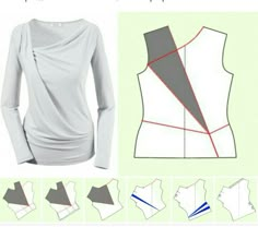 the instructions for how to make an origami top with long sleeves and asymmetric