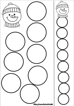 the printable worksheet for preschool to learn how to make snowman faces