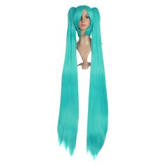 PRICES MAY VARY. 100% Brand New Lenght: about 47" (120cm) One wig and 2 clips Weight: about 580g Texture: straight You are buying Excellent Quality straight 100% Japanese Kanekalon (high quality one-) made fiber cosplay wig . You will be amazed by the quality. Wearing it, it can bring you more confidence, and more charm! Miku Halloween, Cyan Hair, Sailor Moon Wig, Halloween Costume Girl, Miku Cosplay, Clip In Ponytail, Quality Wigs, Hair Replacement, Side Part