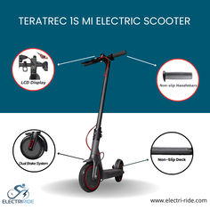 an electric scooter is shown with instructions on how to use the scooter