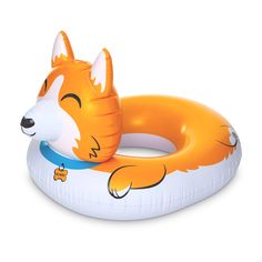 an inflatable float with a sleeping fox on it