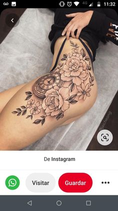 a woman's thigh with flowers on it and the words do instagramm