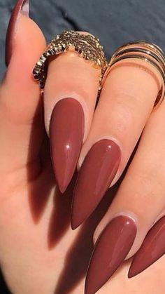 Nails And Rings, Nagellack Trends, Almond Nails Designs, Shiny Nails, Nails Polish, Brown Nails, Dream Nails