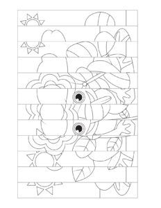 an image of a coloring page with flowers and leaves on the window sills