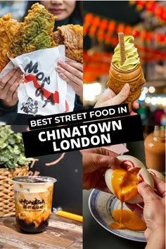 the best street food in chinatown london, including fried chicken and soft ice creams