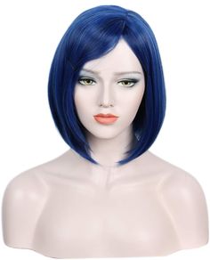 PRICES MAY VARY. Package: 1 wigs+1 free wig cap Head Circumference:54-61cm Material:high quality synthetic high temp fiber Color:As picture.The color may vary due to inherent manufacturing varations or your computer monitor color settings Perfect for Halloween, concerts, theme parties, weddings, dating, and any other occasion Navy Blue Wig, Bangs Halloween Costume, Short Blue Wig, Blue Wig With Bangs, Blue Bob, Wig Party, Blue Wig, Daily Hairstyles, Wig With Bangs