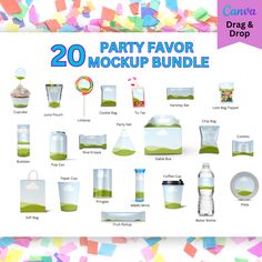 the party favors and mockup bundle is shown