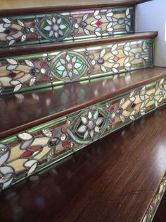 stained glass steps leading up to the second floor