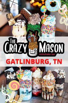 an advertisement for the crazy mason milkshake bar