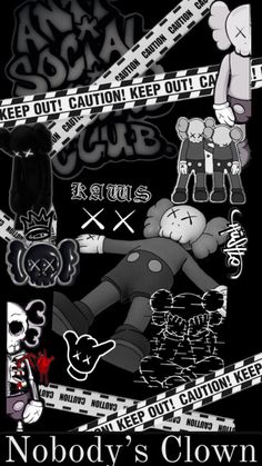 the poster for nobody's clown club is shown with various stickers on it