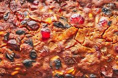 a close up view of some food on a table