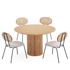 a round table with four chairs around it