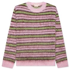 Marni’s contemporary aesthetics are present in the Pink Striped Mohair Sweater. This contemporary silhouette takes on a long-sleeved silhouette and features a brushed mohair construction. Made for a relaxed fit, the design is treated with a ribbed neckline, cuff, and hem.     100% brushed mohair    Relaxed fit    Rib-knit trims    All-over stripes    Style No: GCMG0161Q0 UFU107 RGC20 Marni Mohair, Knitwear Inspiration, Quartz Pink, Mohair Knit, Mohair Sweater, Ribbed Neckline, The Pink, Rib Knit, Knitwear