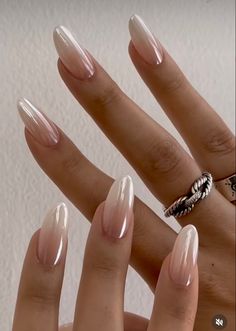 Ombre Chrome Nails, Classy Acrylic Nails, Press Ons, Cute Acrylic Nails, Wedding Things, Ombre Nails, Nude Nails