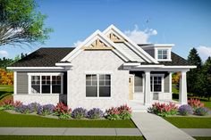 this is a computer rendering of the front elevation of these small house plans for homes