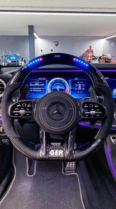 the interior of a mercedes benz sports car