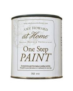 a white paint can with the words, one step paint in black lettering on it