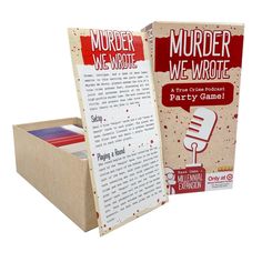 Murder We Wrote is finally here at Target! Get ready for mystery, intrigue, and a bit of morbid fun! Murder We Wrote is a true crime podcast themed adult party game for 3 to 8+ players. As the host of the podcast, reveal the name of the victim for that round. Other players will assume the role of someone close to the victim, playing cards and giving an interview on who they think murdered the victim and how. At the end of the round, the host will decide what the true ending is. With hundreds of Victim Playing, Book Games, Date Night Games, What Do You Meme, Collection Board, Mystery Games, Adult Party Games, Top Books To Read, Typing Games