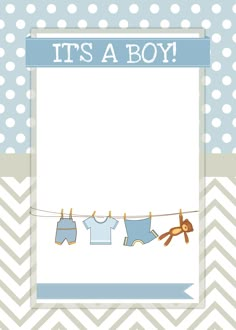 it's a boy card with clothes hanging out to dry