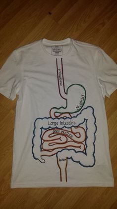 a white t - shirt with an image of the inside of a human body on it