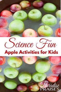 science fun apple activities for kids with text overlay that reads science fun apple activities for kids