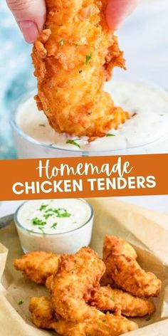 fried chicken tenders with ranch dip and ranch dressing