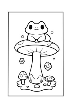 a frog sitting on top of a mushroom with mushrooms around it and the word toad