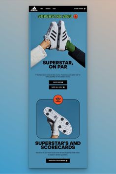 the website design for superstar footwear is designed to look like it's being used on