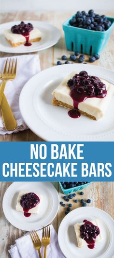 no bake cheesecake bars with blueberries on top