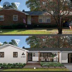 before and after photos of a house in the process of remodeling it