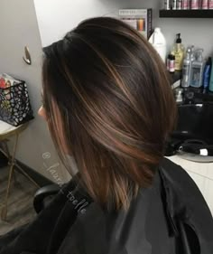 Highlights Brown Hair Short, Highlights Brown Hair Balayage, Brown Bob Hair, Dark Ombre Hair, Light Brown Highlights, Chocolate Brown Hair Color, Medium Bob, Brown Hair Balayage, Low Lights Hair