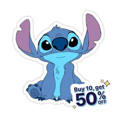 a sticker that says buy 10 % off with an image of stitch stitch stitch stitch stitch