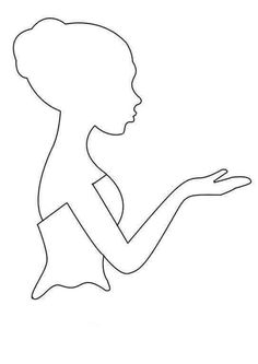 a line drawing of a woman holding out her hand