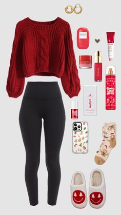 #outfitinspo #christmas #red Cozy Christmas Outfit, Preppy Fall Outfits, Simple Outfits For School, Xmas Outfits, Golden Globes Red Carpet, 70s Vibes, First Day Of School Outfit