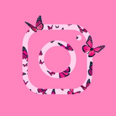 a pink instagram logo with butterflies on it