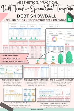 the debt snowball calendar is shown with instructions for each month's financial activity