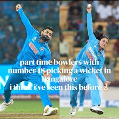 two pictures of the same person throwing a ball in a game, one is bowling