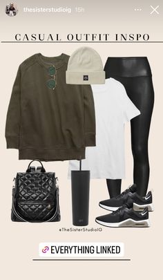 Winter Outfits Casual Leggings, Casual Sporty Outfits, Walking Outfits, Black Leggings Outfit, Fashion Capsule Wardrobe, Outfit Winter, Sporty Outfits, Athletic Outfits