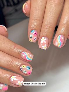 summer nails Rainbow Nails Design, Happy Nails, Vibrant Nails