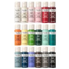 many different colors of acrylic paint are shown in this image with the words martha's on it