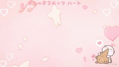 a pink background with hearts, stars and a teddy bear