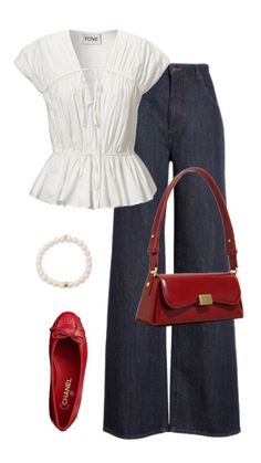 Classy Outfits For Women Casual, Uni Outfit Ideas Summer, Design Moda, Baggy Pants, Mode Inspo, Casual Style Outfits, Lookbook Outfits, Red Shoes, Looks Vintage