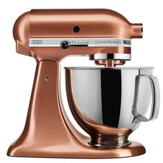 Custom Metallic 5 Qt. 10-Speed Satin Copper Stand Mixer - Super Arbor Copper Kitchenaid Mixer, Kitchen Aid Appliances, Mixer Attachments, Food Stand, Kitchenaid Artisan, Countertop Appliances, Stainless Steel Mixing Bowls, Kitchenaid Stand Mixer, Head Stand