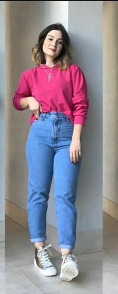 Midsize Pink Outfit, Moda Midsize, Outfit Comodo, Casual Oufits, Look Office, Casual College Outfits, Outfit Mujer, Casual Day Outfits, Causual Outfits