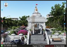 an artist's rendering of a white building with steps leading up to the entrance