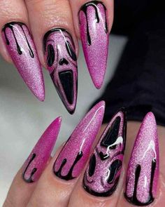 Nail Art Halloween, Sharp Claws, Halloween Manicure, Nails Yellow, Halloween Press On Nails, Nagel Tips, Nail Type, Black Nail